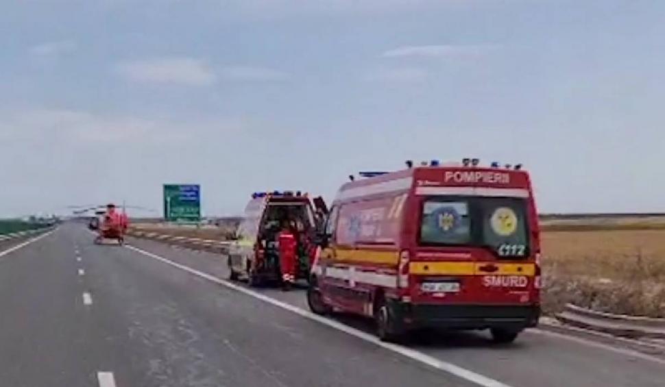 Grav Accident Rutier Pe Autostrada A4 Un Elicopter SMURD A Intervenit