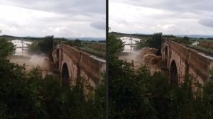 Momentul în care podul de cale ferată din Brașov se prăbușește - VIDEO