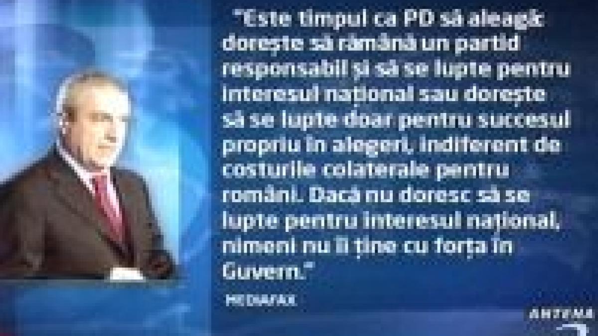 Tăriceanu: PD e liber să plece din Guvern