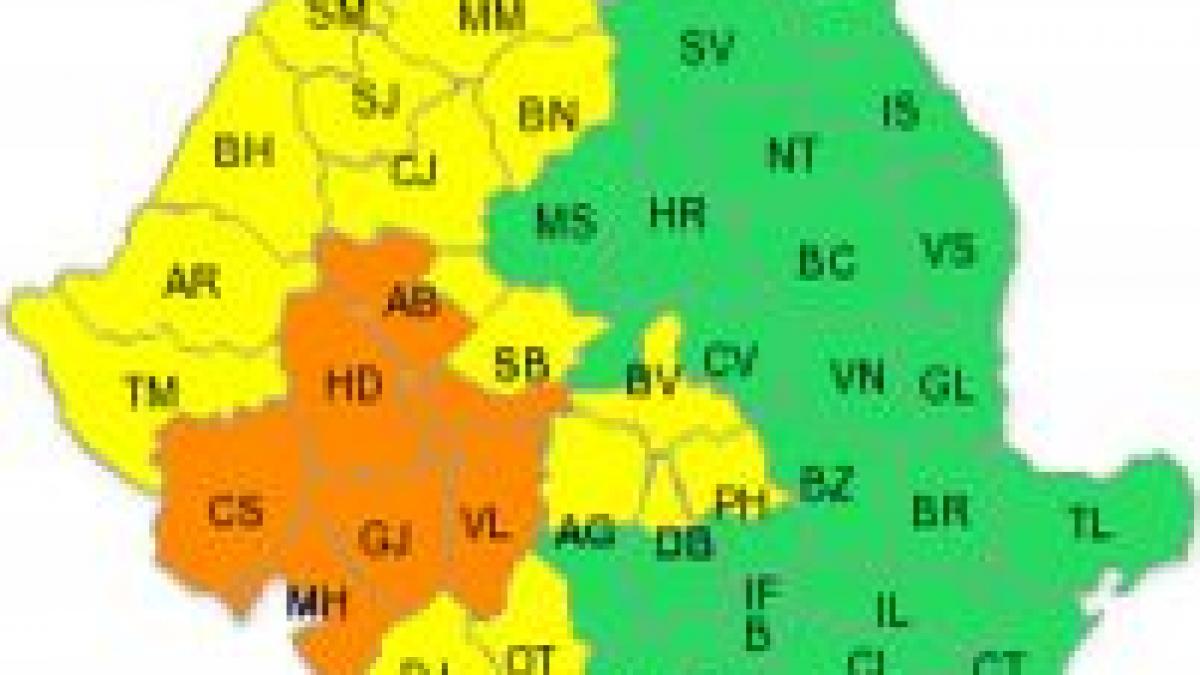 Avertizare hidrologică şi cod portocaliu în 7 judeţe