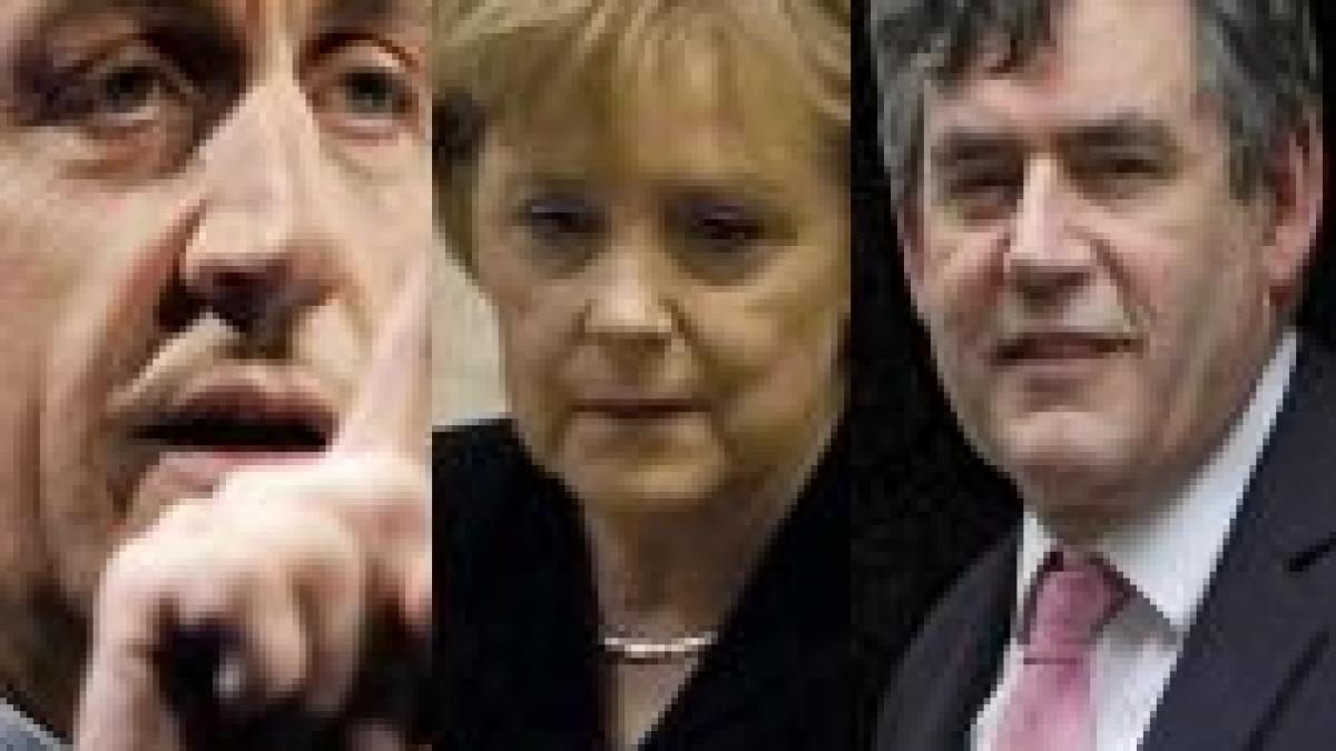 Nicolas Sarkozy, Angela Merkel şi Gordon Brown au ajuns la Bucureşti