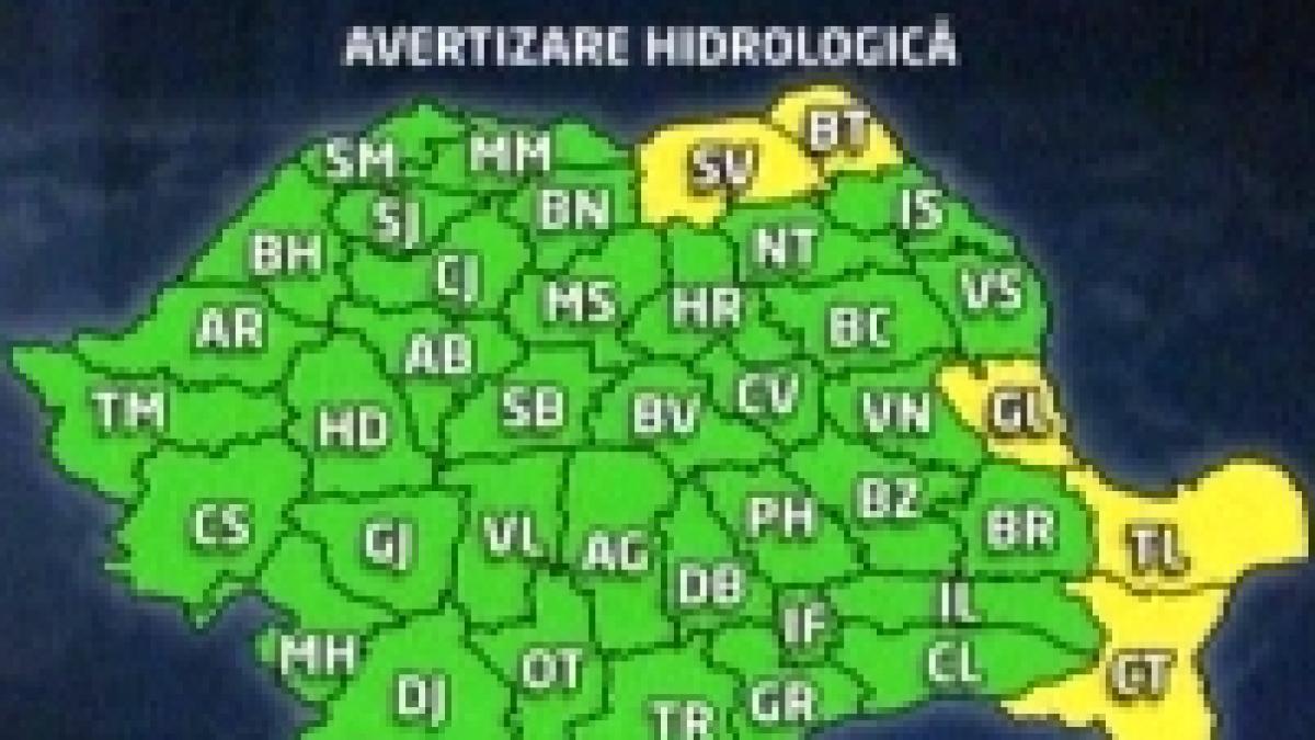 Avertizare hidrologică pentru estul României