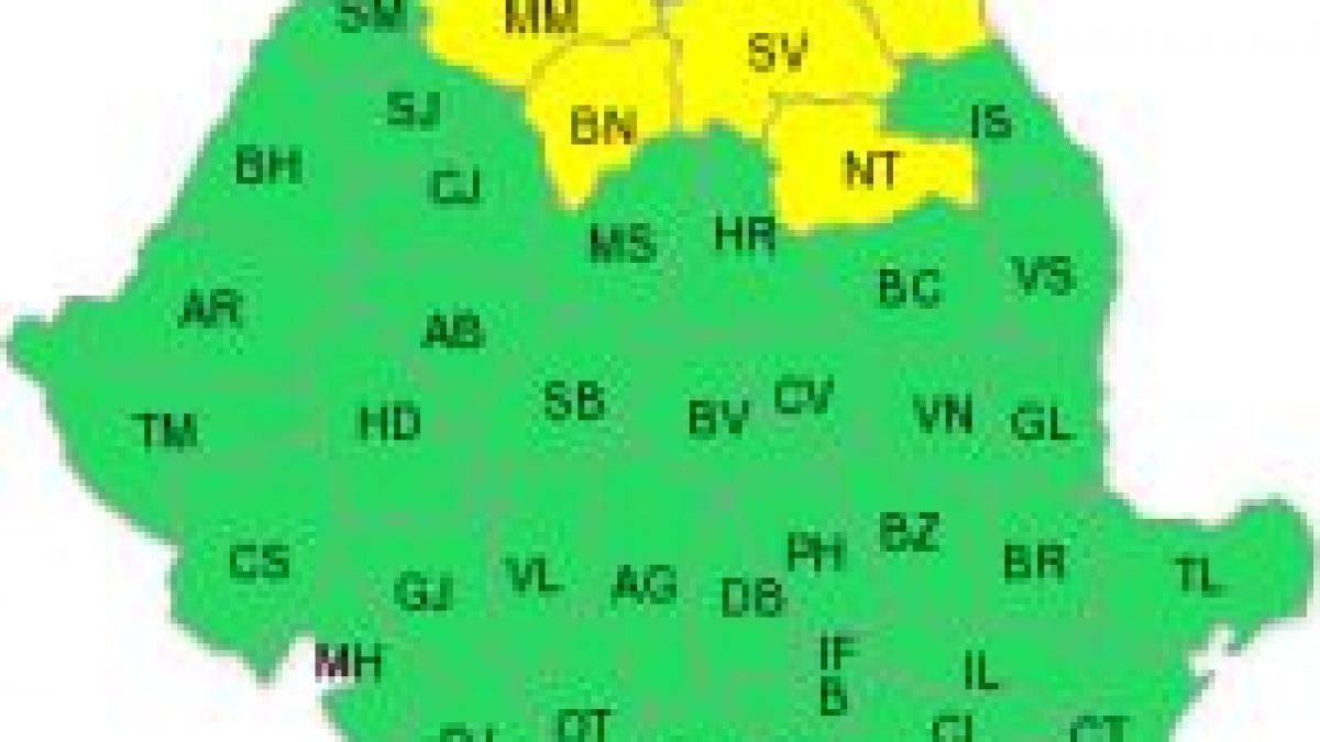 Avertizarea meteo cod galben se prelungeşte pentru judeţele Suceava, Botoşani şi Maramureş