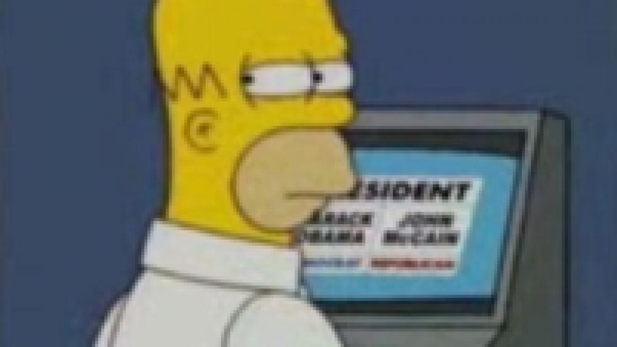 Votul la americani. Homer Simpson votează Obama sau McCain? Obama! Ba McCain!