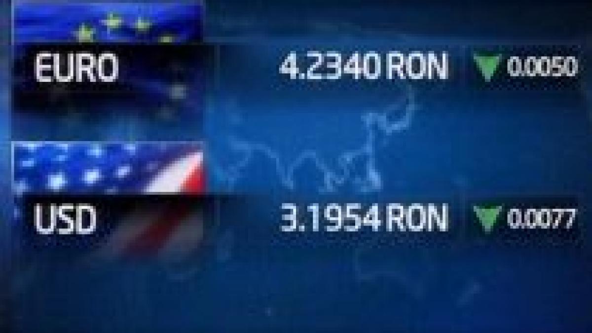 Leul îşi continuă aprecierea în faţa euro. Curs BNR: 1 EUR = 4,2340 RON