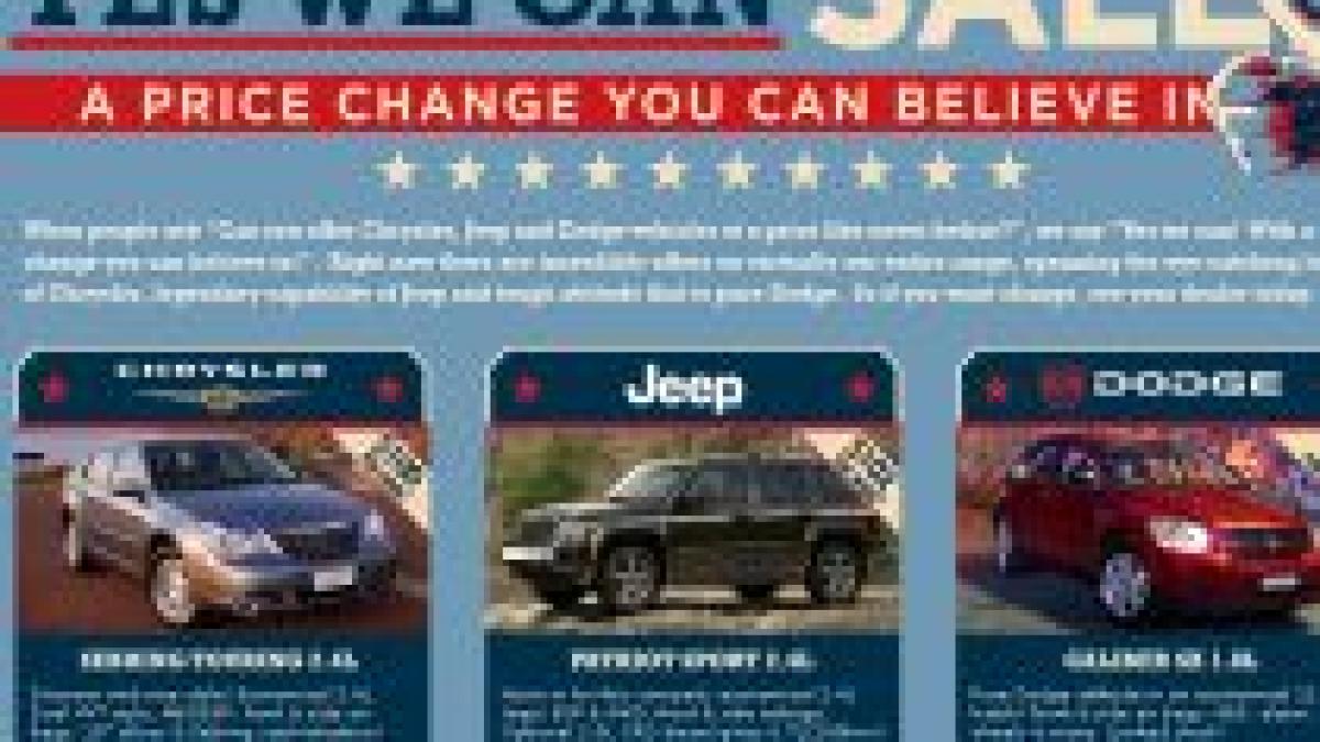 "Yes we can!", sloganul şi vocea lui Obama, folosite de Chrysler într-o reclamă controversată