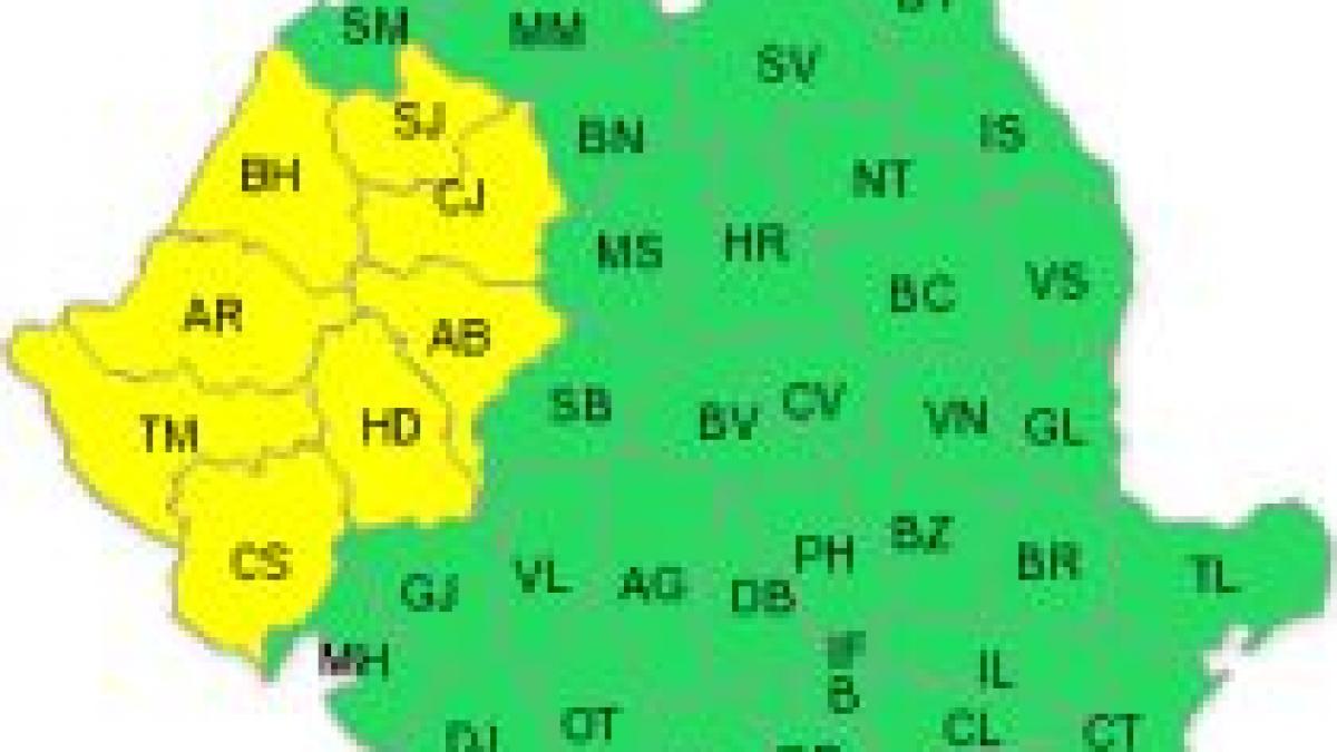 Cod galben de ninsori în vestul ţării. Vezi prognoza meteo pentru următoarele două zile