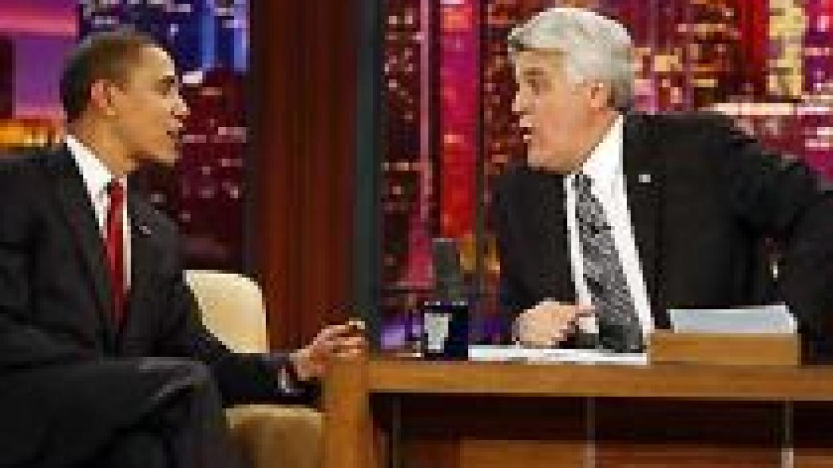 Obama, la Jay Leno: Despre câinele prezidenţial şi criza economică. Exclusiv la Antena 3 (VIDEO)

