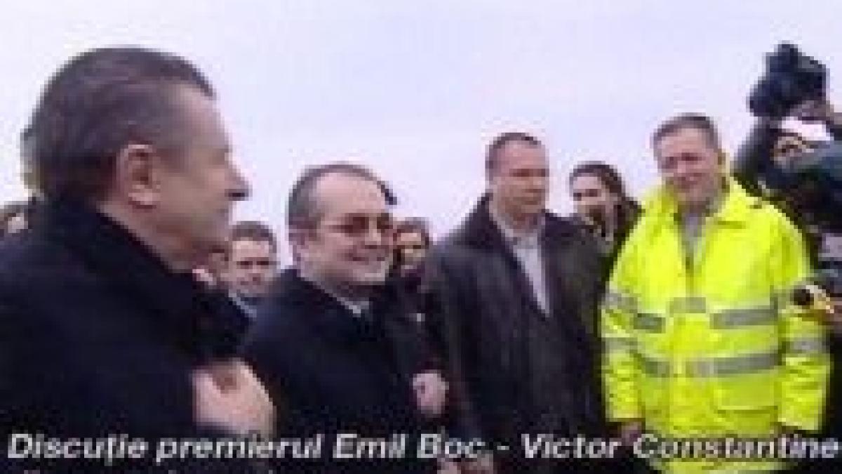 Boc vrea să câştige pariul cu Mircea Badea. Premierul, în inspecţie la autostradă