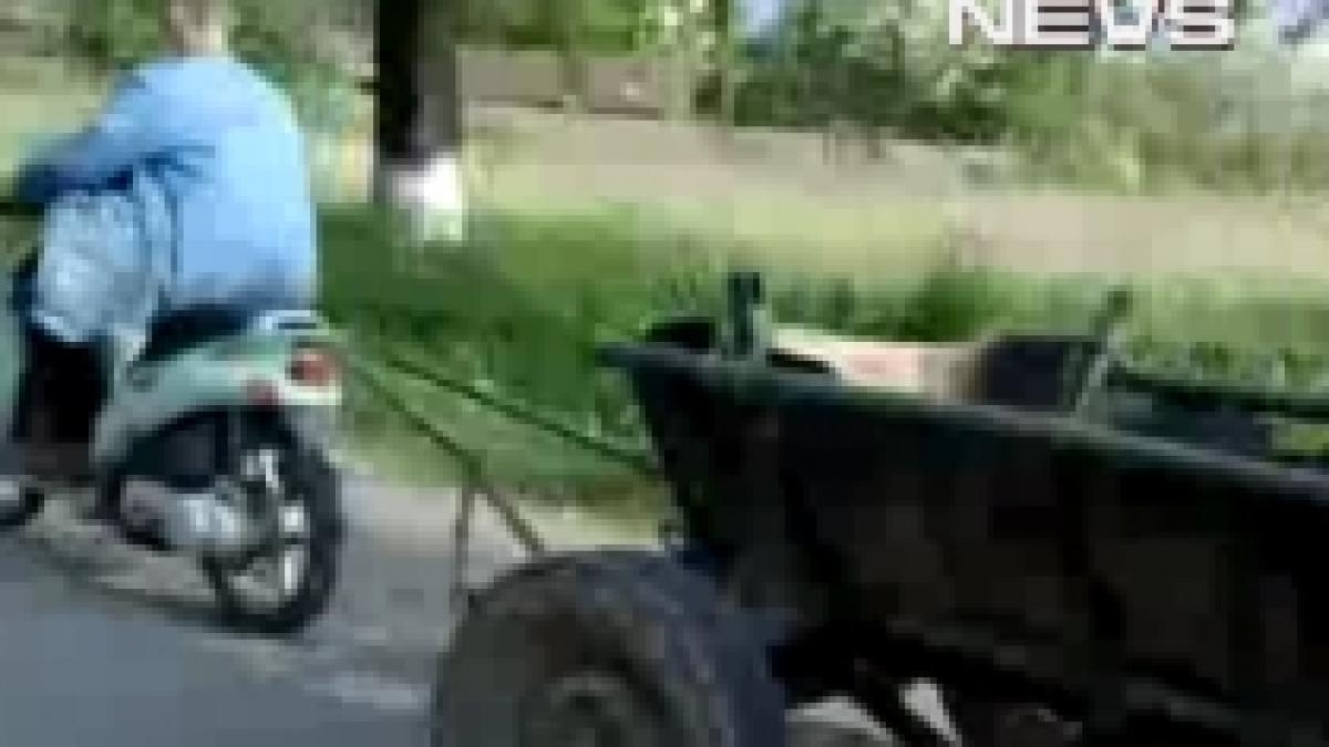 Noul model de căruţă... trasă de scuter (VIDEO)