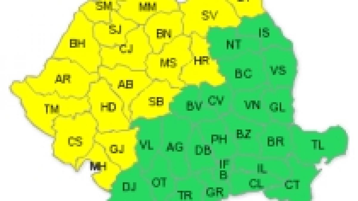 Cod Galben de ploi şi vijelii, în mai multe judeţe. Vezi prognoza meteo