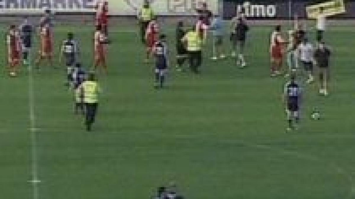 Meciul Dinamo-FC Argeş, întrerupt din cauză că fanii dinamovişti au intrat pe teren (VIDEO)