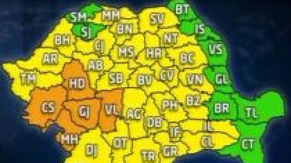 Codul portocaliu de ploi a expirat. Codul galben rămâne în vigoare: Vezi prognoza meteo 