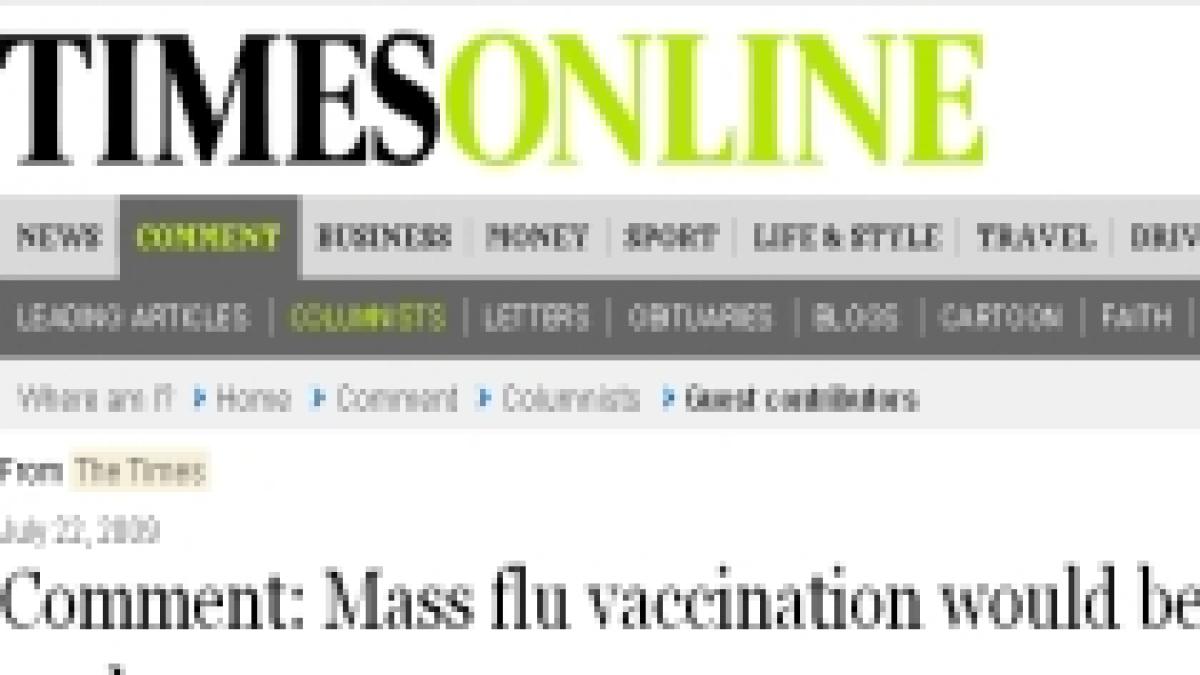 The Times: Vaccinarea în masă împotriva gripei porcine, o nebunie 
