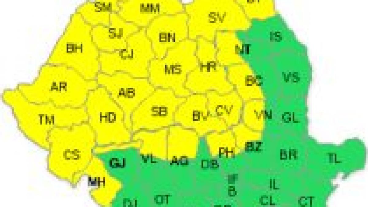 Codul Galben a fost actualizat: Doar 28 de judeţe mai sunt vizate. Vezi prognoza meteo
