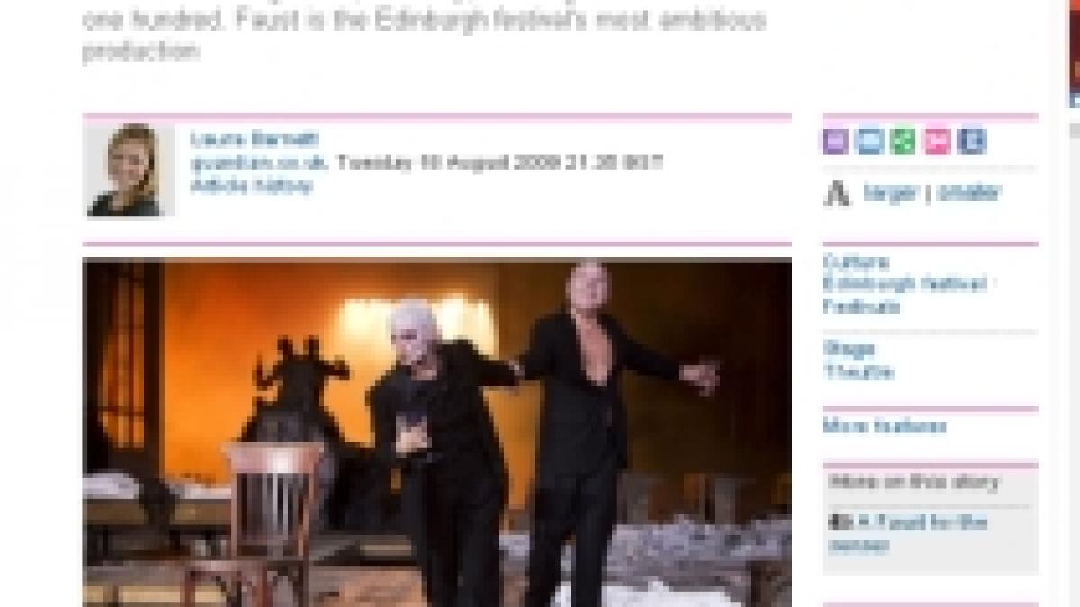 The Guardian: "Faust" al lui Purcărete, cel mai ambiţios spectacol la Edinburgh