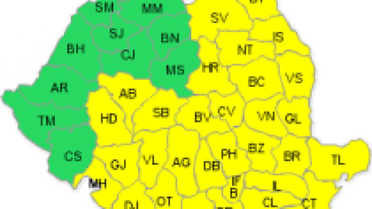 Avertizarea cod galben de ploi, actualizată. Nord-vestul ţării iese de sub incidenţa codului
