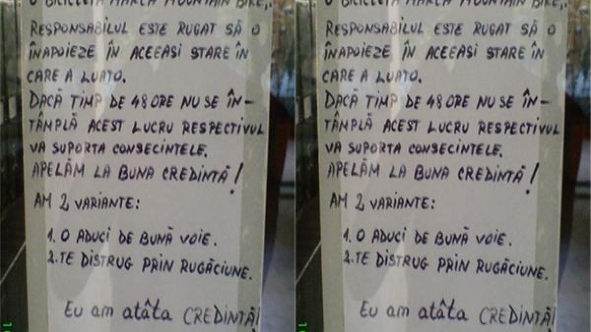 "Te distrug prin rugăciune!", cea mai nouă metodă de a-i băga în sperieţi pe hoţi (FOTO)