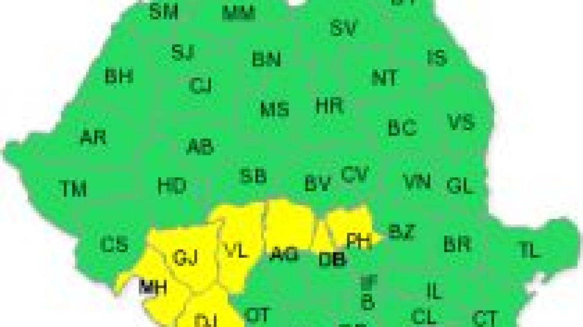 Cod Galben de ploi, în sud-vestul ţării. Vezi prognoza meteo