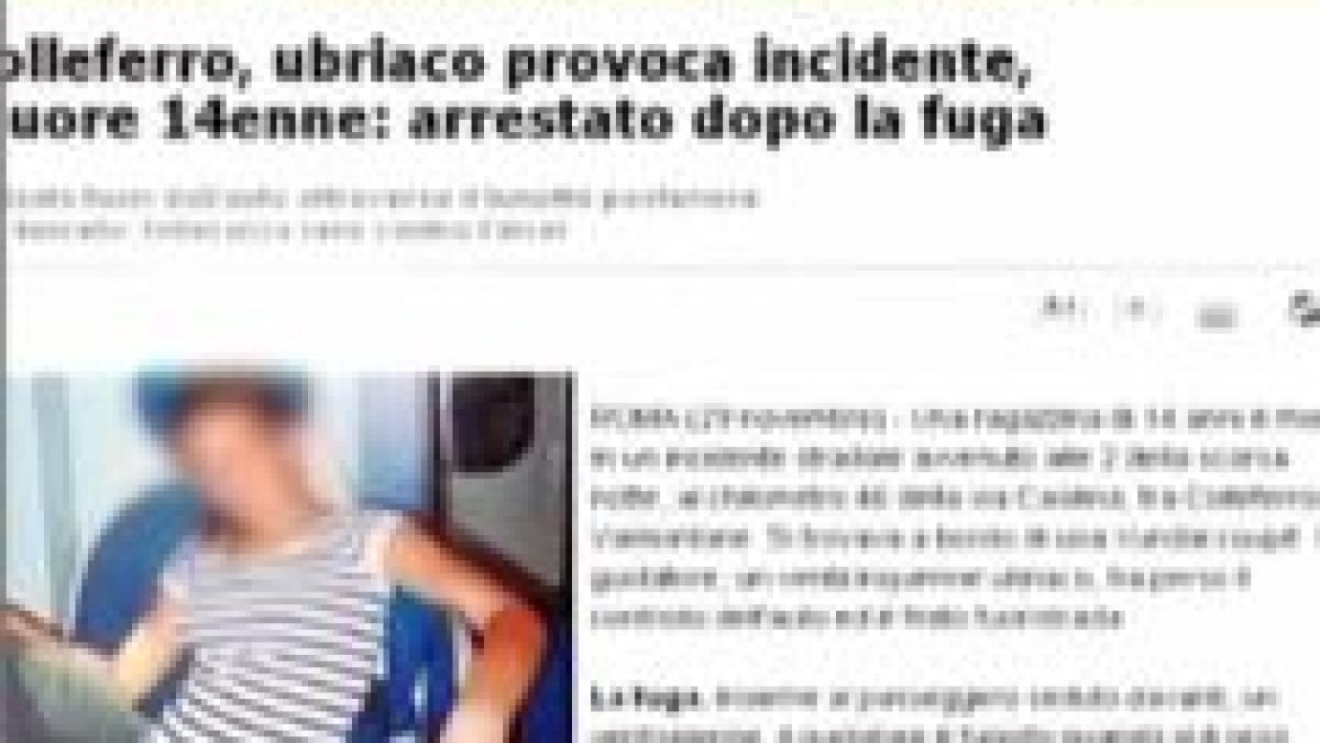 Italia. O adolescentă de origine română a murit în urma unui grav accident rutier