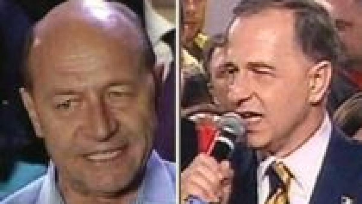 Mircea Geoană: Am învins! Traian  Băsescu: Am câştigat! - VIDEO