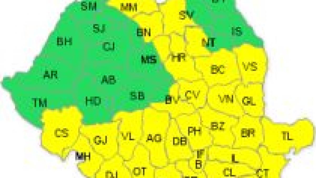 Cod galben de ninsoare, pentru sudul şi estul ţării. Vezi prognoza meteo