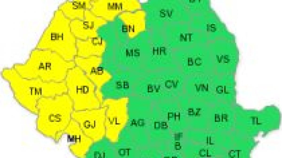 Cod Galben de ploi şi ninsori, în vestul şi sud-vestul ţării. Vezi prognoza meteo