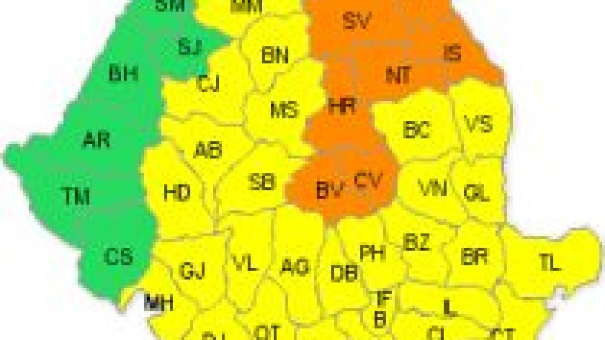 Temperaturi extreme. Şapte judeţe, sub avertizare cu cod portocaliu