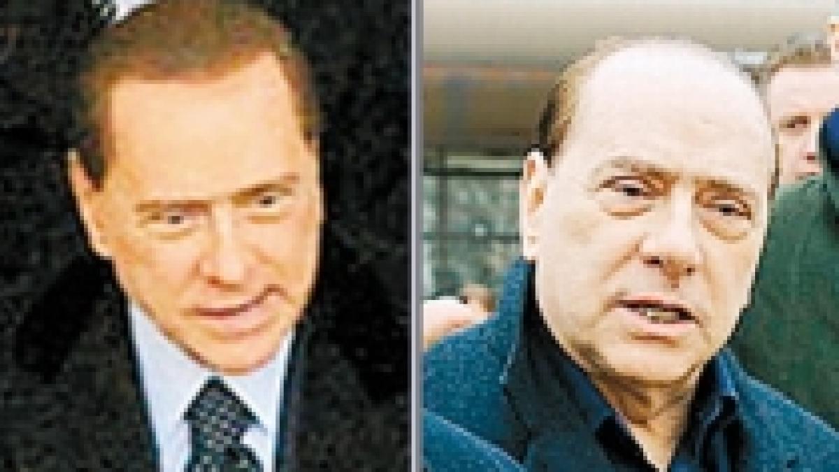 Silvio Berlusconi suferă de calviţie? Premierul italian, fotografiat cu perucă 