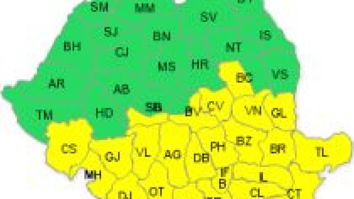 Cod Galben de ploi şi viscol pentru jumătatea de sud a ţării. Vezi prognoza meteo