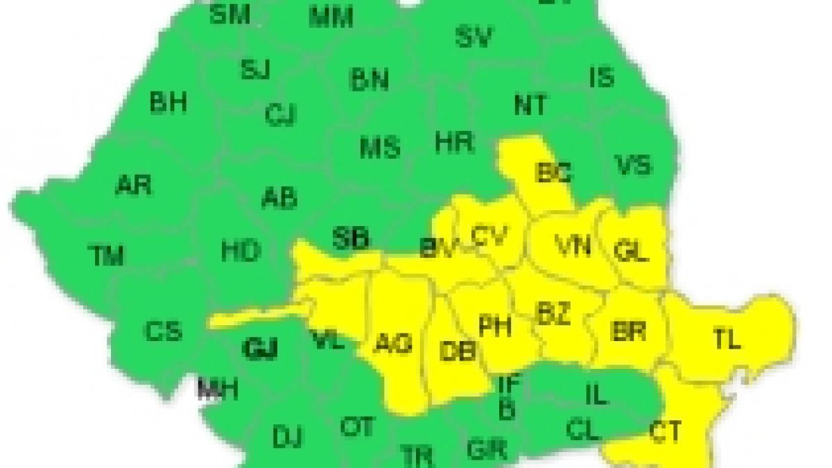 Codul Galben de ploi şi viscol a fost actualizat. Vezi zonele afectate şi prognoza meteo