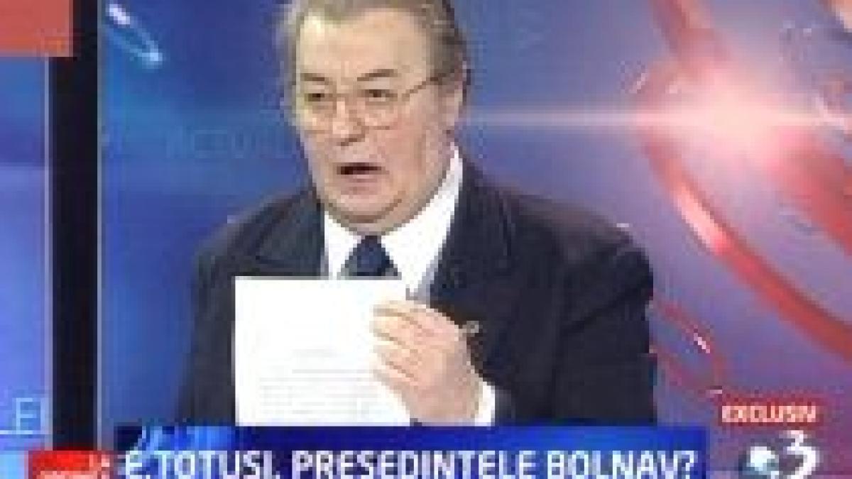 Corneliu Vadim Tudor: "Băsescu este bolnav de cancer la ficat" (VIDEO)