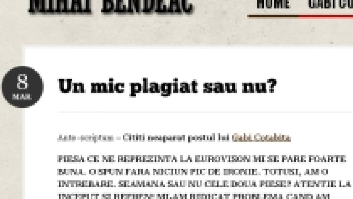 Mihai Bendeac despre melodia care ne va reprezenta la Eurovision: ?Un mic plagiat?? (VIDEO)