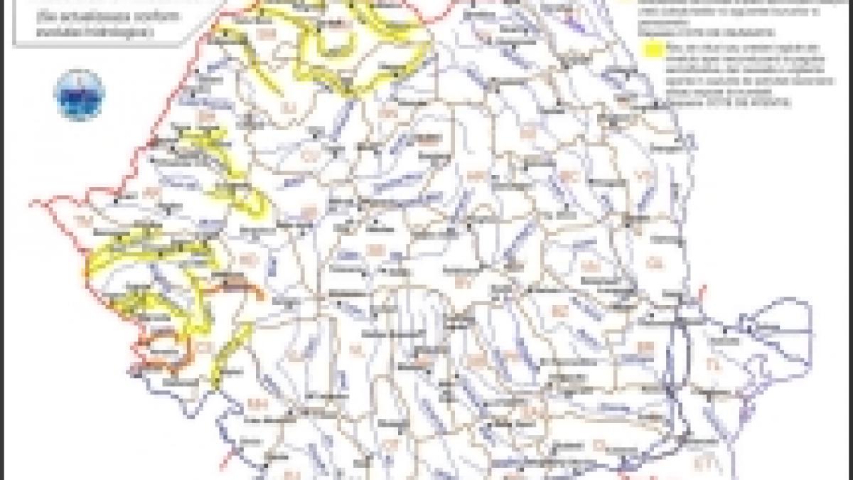 Cod portocaliu de inundaţii în Timiş şi Caraş-Severin. În alte 9 judeţe, cod galben. Vezi prognoza meteo 