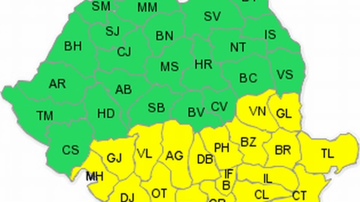 Avertizarea cod galben de caniculă, extinsă până marţi, însă doar pentru sudul ţării