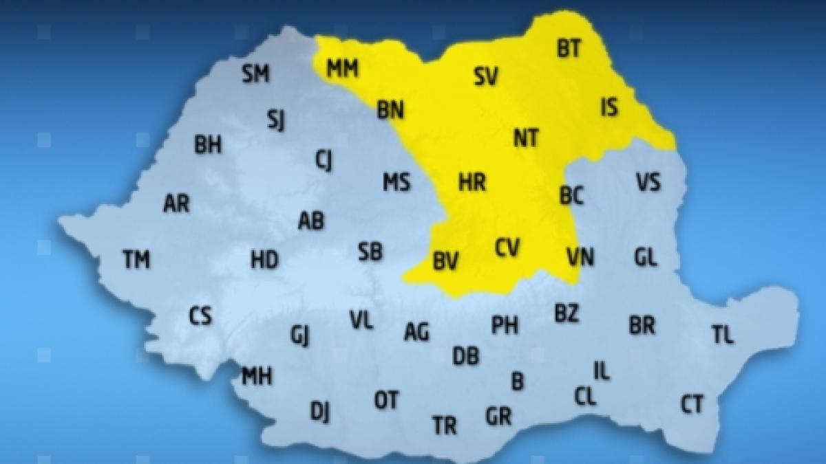 Codul galben de ploi a fost restrâns pentru 11 judeţe