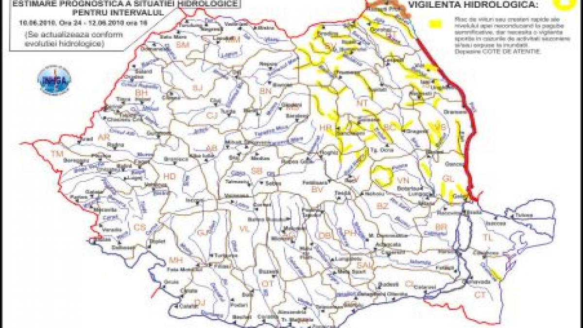 Cod galben de inundaţii în zona Moldovei. Vezi judeţele vizate