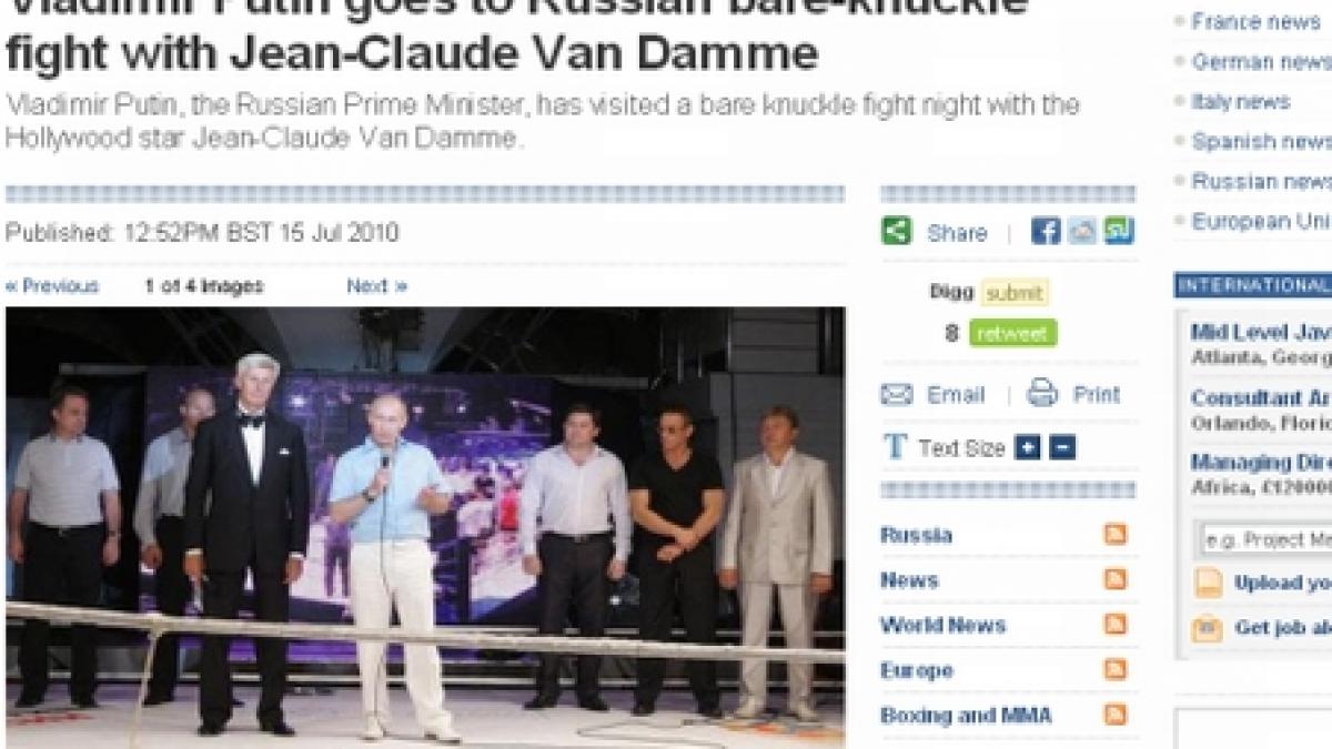 Vladimir Putin şi Jean Claude Van Damme, împreună la un meci de Ultimate Fighting (VIDEO)