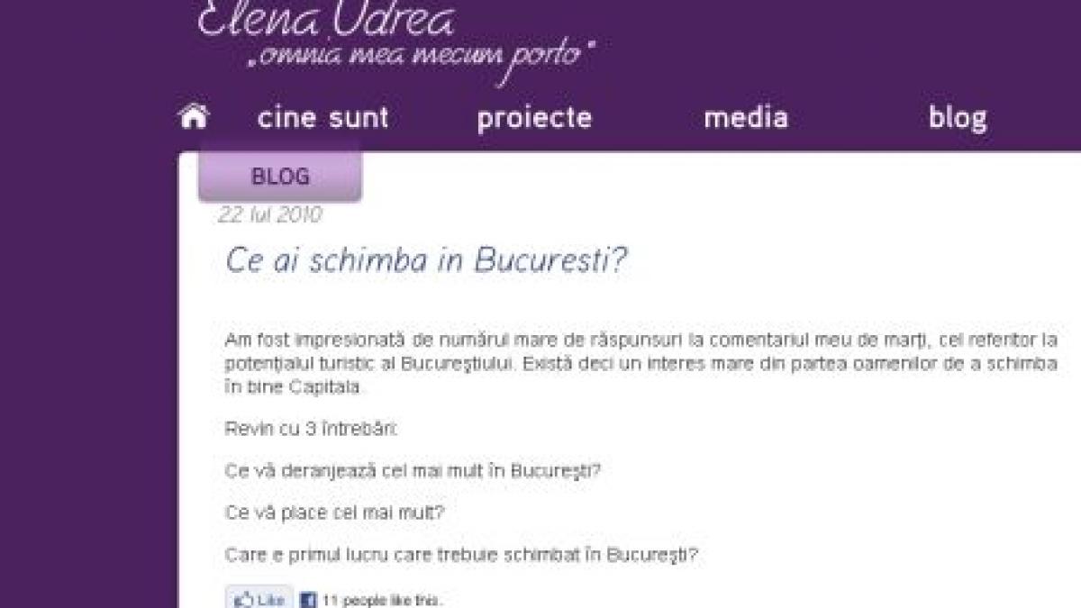 Campanie electorală? Udrea scrie pe blog despre schimbările de care are nevoie Capitala