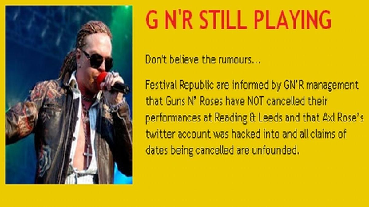 Guns N' Roses şi-ar putea onora concertele: Organizatorii unui festival infirmă anunţul de pe Twitter al lui Axl Rose