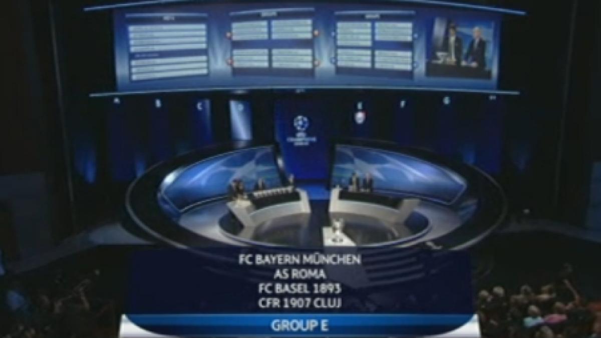 CFR Cluj, în grupa E din Liga Campionilor, alături de Bayern Munchen, AS Roma, FC Basel 