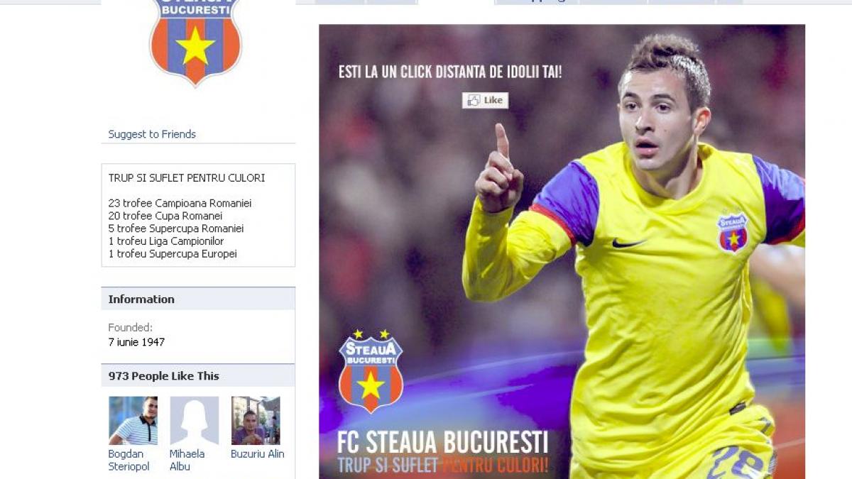 Steaua are cont oficial pe Facebook: &quot;Eşti la un click distanţă de idolii tăi&quot;