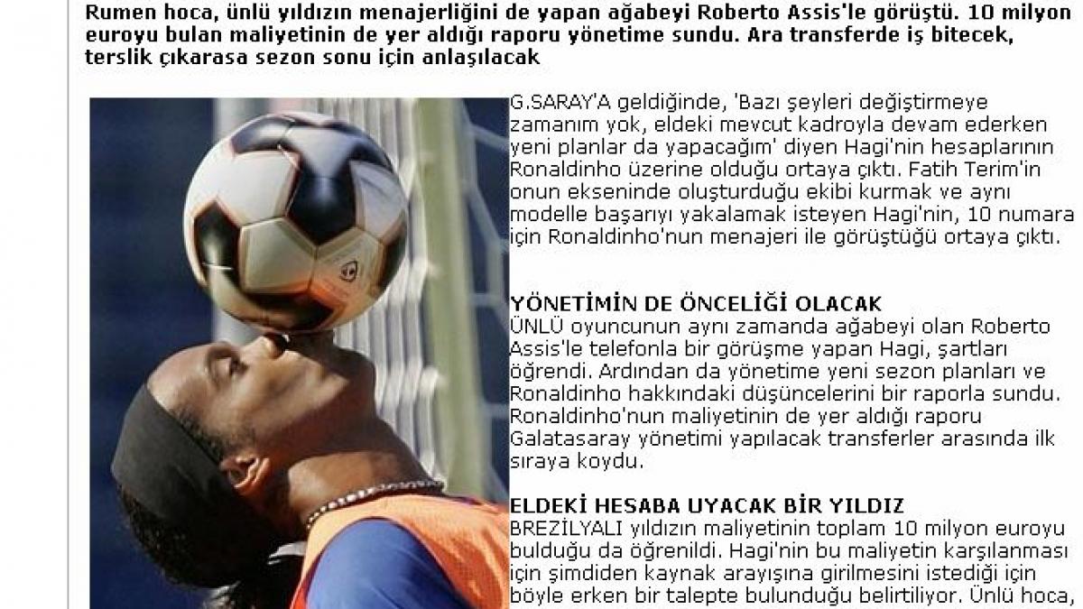 Hagi îl vrea pe Ronaldinho la Galatasaray, din iarnă