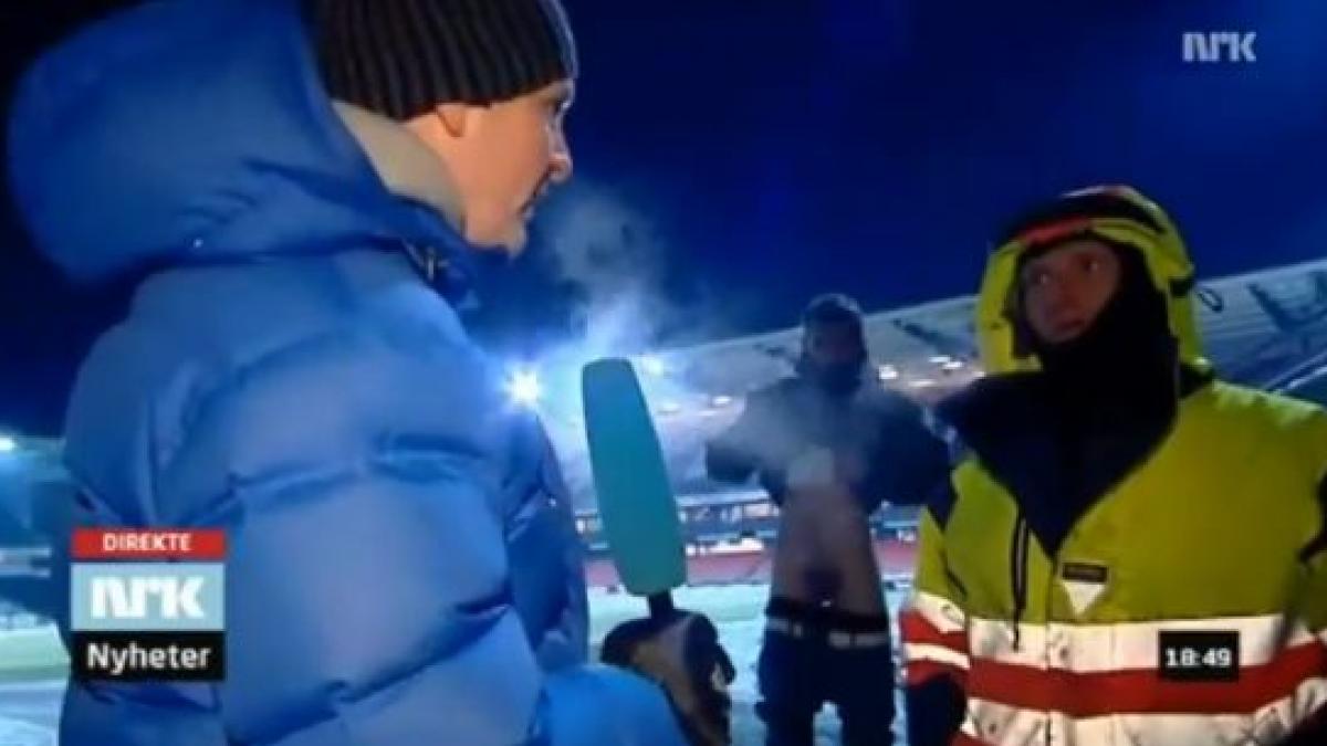 Un fan al lui Rosenborg se dezbracă în faţa camerelor TV, la -16 grade Celsius