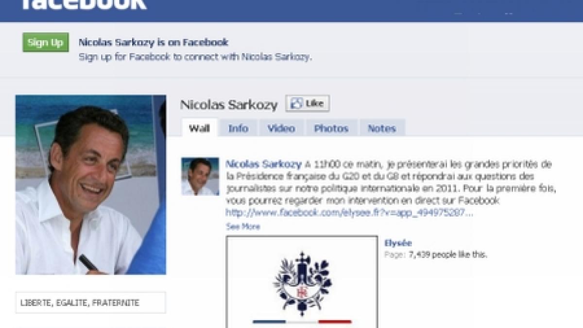 Profilul de Facebook al lui Nicolas Sarkozy, atacat de hackeri 