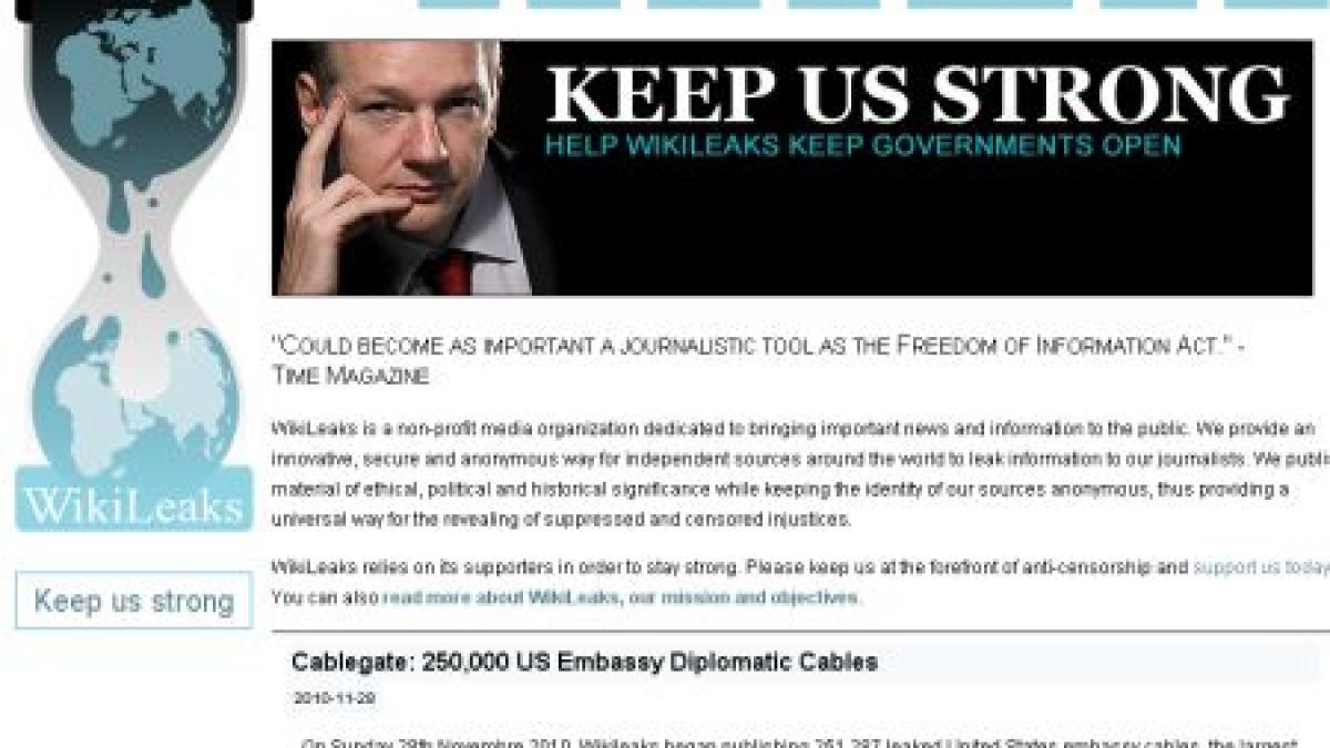 Site-ul WikiLeaks, nominalizat la premiul Nobel pentru Pace