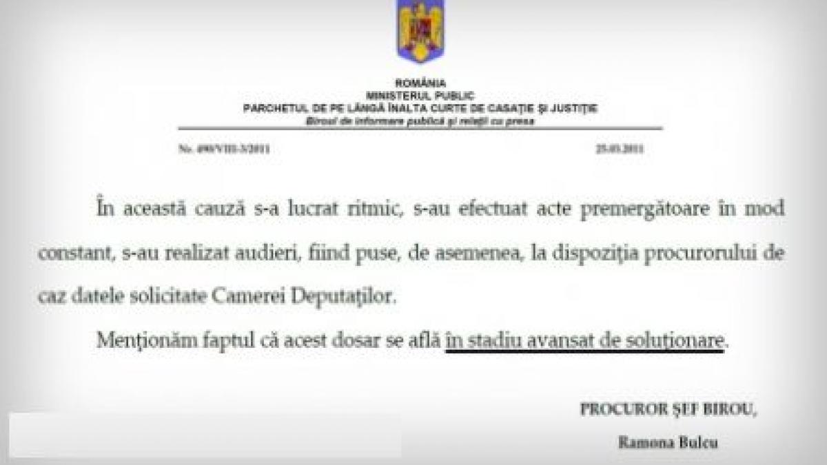 Dosarul în care Roberta Anastase este acuzată de fraudă este în &quot;stadiu avansat de soluţionare&quot;