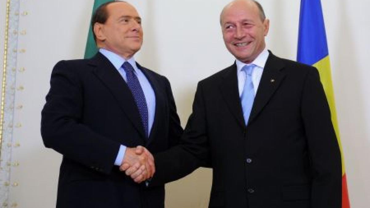 Premierul italian Silvio Berlusconi s-a întâlnit cu Traian Băsescu şi Sorin Oprescu