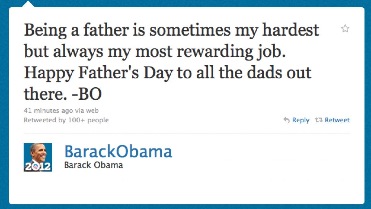 Primul &quot;tweet&quot; personal al preşedintelui Barack Obama – mesaj pentru &quot;Father's Day&quot;