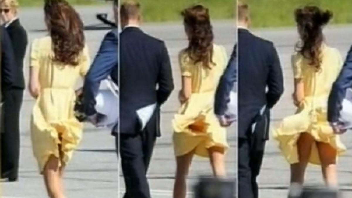 Cu rochia-n vânt: Ducesa de Cambridge le dezvăluie fotografilor indiscreţi lenjeria sa intimă